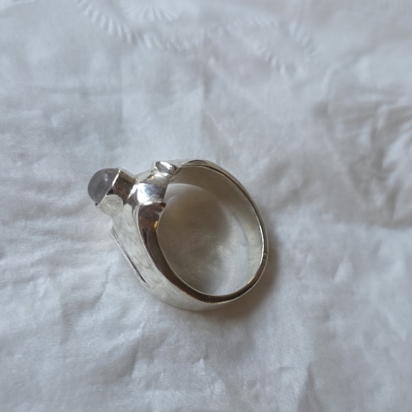 Vintage 925 Cats Eye Moonstone Solitaire Ring with Moonstone Size 8 - Picture 9 of 14